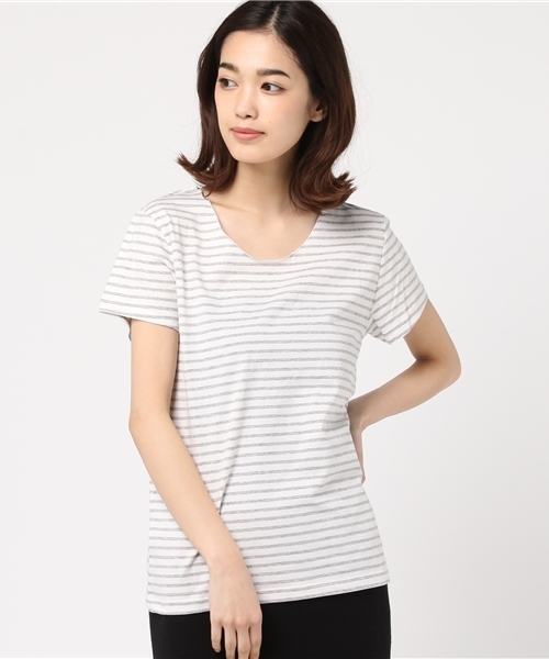 cepo(セポ)の「キンシメローTシャツ(Tシャツ/カットソー・レディース・グレー/オフホワイト/ネイビー/ダークブルー/イエロー/パープル/ブルー・L/M)」の3枚目の写真