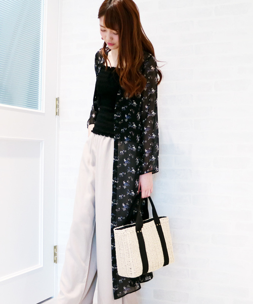 N.(N. Natural Beauty Basic)(エヌエヌナチュラルビューティーベーシック)の「楊柳フラワーシフォンガウンワンピース(シャツワンピース・レディース・グレー系その他/ブラック系その他・MEDIUM)」の2枚目の写真