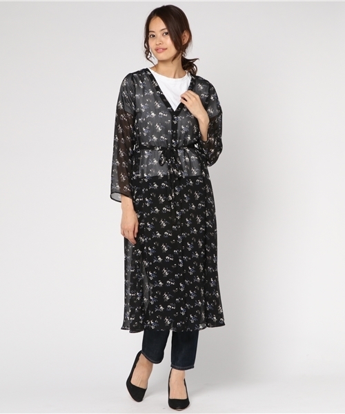 N.(N. Natural Beauty Basic)(エヌエヌナチュラルビューティーベーシック)の「楊柳フラワーシフォンガウンワンピース(シャツワンピース・レディース・グレー系その他/ブラック系その他・MEDIUM)」の11枚目の写真