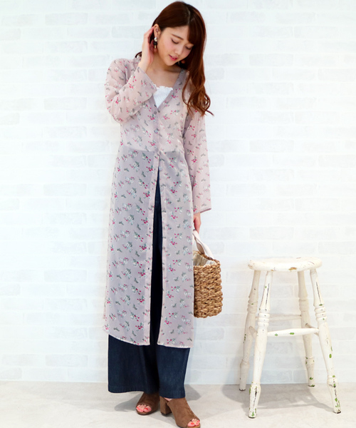 N.(N. Natural Beauty Basic)(エヌエヌナチュラルビューティーベーシック)の「楊柳フラワーシフォンガウンワンピース(シャツワンピース・レディース・グレー系その他/ブラック系その他・MEDIUM)」の10枚目の写真