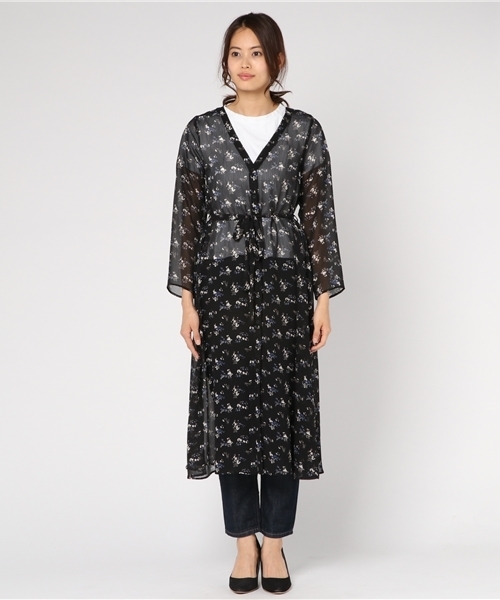 N.(N. Natural Beauty Basic)(エヌエヌナチュラルビューティーベーシック)の「楊柳フラワーシフォンガウンワンピース(シャツワンピース・レディース・グレー系その他/ブラック系その他・MEDIUM)」の3枚目の写真