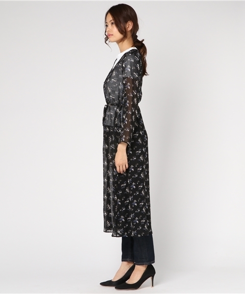 N.(N. Natural Beauty Basic)(エヌエヌナチュラルビューティーベーシック)の「楊柳フラワーシフォンガウンワンピース(シャツワンピース・レディース・グレー系その他/ブラック系その他・MEDIUM)」の4枚目の写真