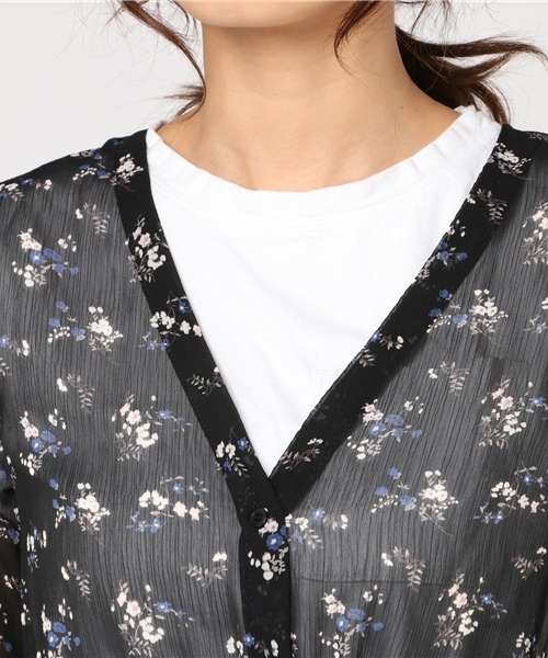 N.(N. Natural Beauty Basic)(エヌエヌナチュラルビューティーベーシック)の「楊柳フラワーシフォンガウンワンピース(シャツワンピース・レディース・グレー系その他/ブラック系その他・MEDIUM)」の6枚目の写真