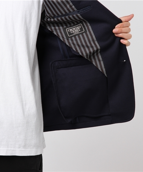 CROWDED CLOSET(クラウデッドクローゼット)の「コットンモクロディージャージジャケット(スーツジャケット・メンズ・グレー/ネイビー・S/L/M)」の6枚目の写真