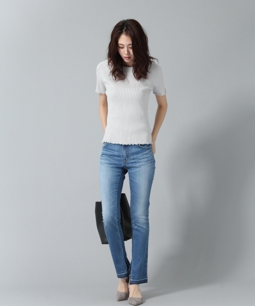 Andemiu（アンデミュウ）の「ブーツカットデニムパンツ769064（デニムパンツ・レディース・インディゴブルー/ライトブルー・MEDIUM/SMALL/X-SMALL）」の7枚目の写真