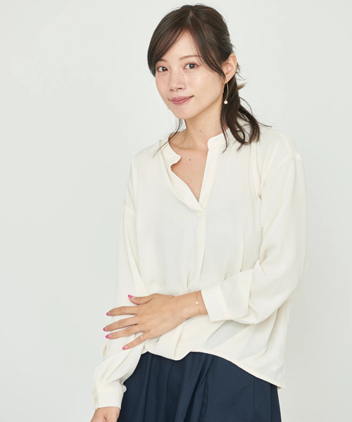earth music&ecology(アースミュージックアンドエコロジー)の「【宮﨑あおいさんCM着用】SET2点ブラウス+スカート(ワンピース・レディース・レッド/ベージュ/ネイビー/ダークグリーン・FREE)」の18枚目の写真