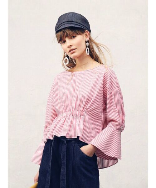 YECCA VECCA（イェッカヴェッカ）の「ストライプデザインブラウス（シャツ/ブラウス・レディース・ブルー/ピンク・FREE）」の2枚目の写真
