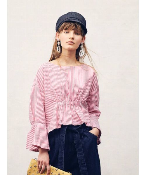 YECCA VECCA（イェッカヴェッカ）の「ストライプデザインブラウス（シャツ/ブラウス・レディース・ブルー/ピンク・FREE）」の7枚目の写真