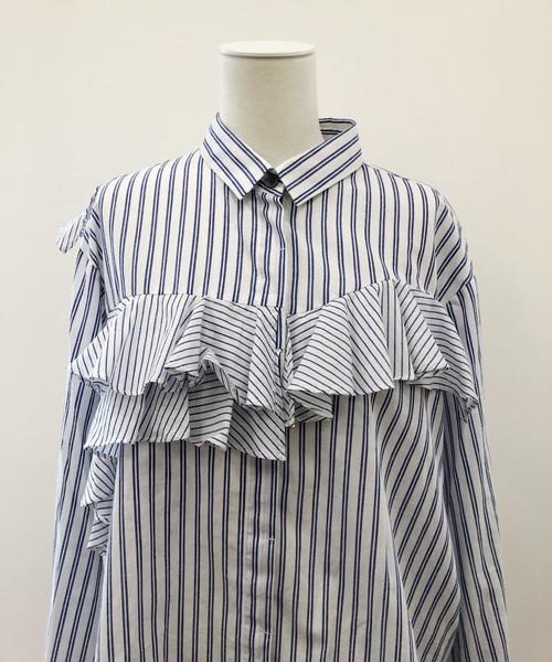 YECCA VECCA（イェッカヴェッカ）の「ストライプデザインブラウス（シャツ/ブラウス・レディース・ブルー/ピンク・FREE）」の3枚目の写真