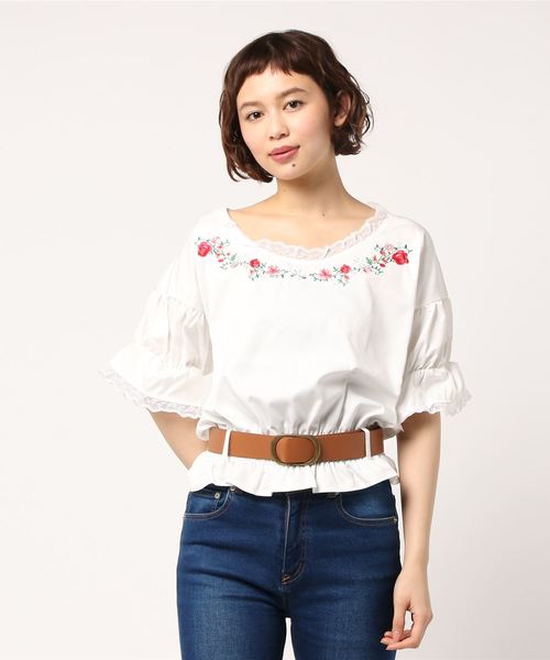 Swankiss（スワンキス）の「AU Fleur flame TOPS（その他トップス・レディース・ホワイト/レッド/ピンク/マスタード・FREE）」の7枚目の写真