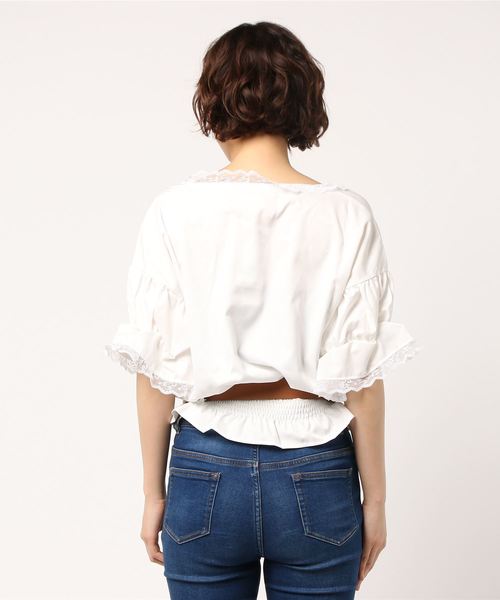 Swankiss（スワンキス）の「AU Fleur flame TOPS（その他トップス・レディース・ホワイト/レッド/ピンク/マスタード・FREE）」の5枚目の写真