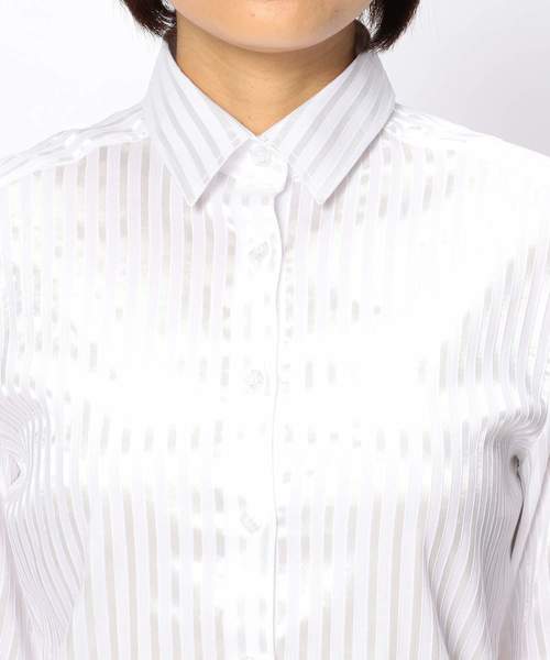 NARACAMICIE(ナラカミーチェ)の「サテンストライプ七分袖シャツ(シャツ/ブラウス・レディース・ホワイト/ネイビー・SMALL/MEDIUM/LARGE)」の7枚目の写真
