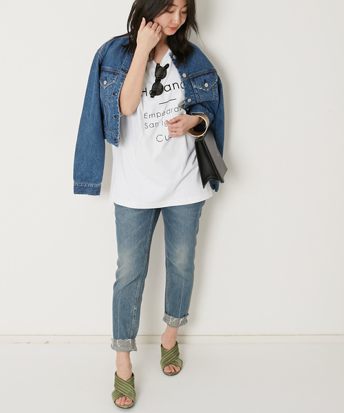 AMERICAN RAG CIE（アメリカンラグシー）の「AMERICAN RAG CIE フロッキープリント ロゴＴ【WEB限定】（Tシャツ/カットソー・レディース・ホワイト/ブラック/ベージュ・FREE）」の4枚目の写真