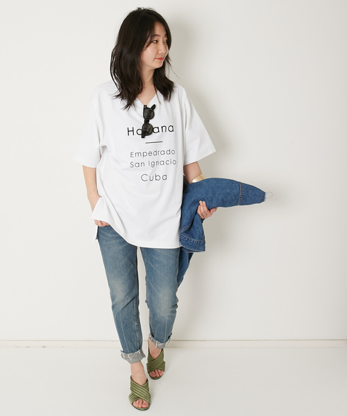AMERICAN RAG CIE（アメリカンラグシー）の「AMERICAN RAG CIE フロッキープリント ロゴＴ【WEB限定】（Tシャツ/カットソー・レディース・ホワイト/ブラック/ベージュ・FREE）」の6枚目の写真