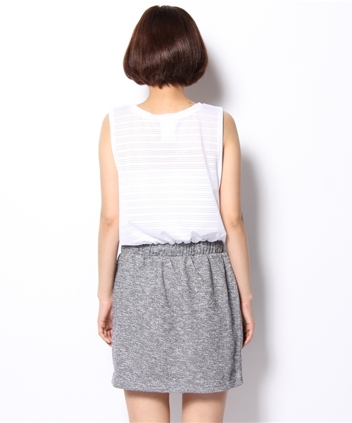 WHO'S WHO gallery（フーズフーギャラリー）の「シースルーボーダー切替ワンピース（ワンピース・レディース・ホワイト/モスグリーン/ブラック・FREE）」の12枚目の写真