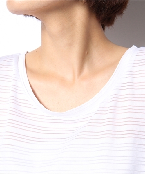 WHO'S WHO gallery（フーズフーギャラリー）の「シースルーボーダー切替ワンピース（ワンピース・レディース・ホワイト/モスグリーン/ブラック・FREE）」の11枚目の写真