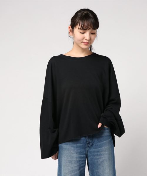 rps（アールピーエス）の「ボリュームスリーブ裏毛プルオーバー（スウェット・レディース・ブラック/杢グレー/グレー系その他・M）」の9枚目の写真