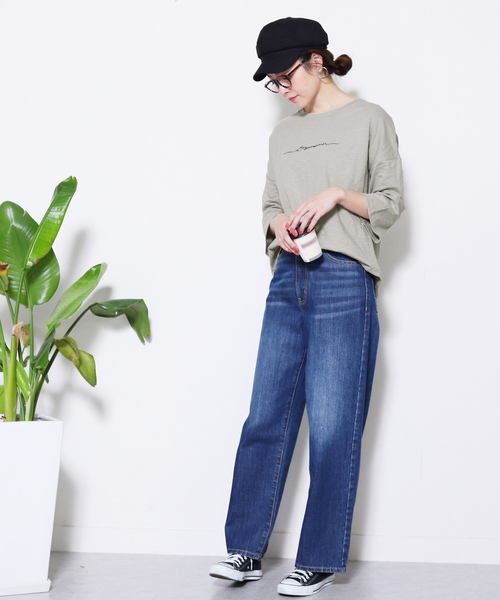 reca（レカ）の「ゆるっと大人可愛い◆刺繍ロゴＴシャツ（Tシャツ/カットソー・レディース・ホワイト/ブラック/ベージュ/グレー・FREE）」の16枚目の写真