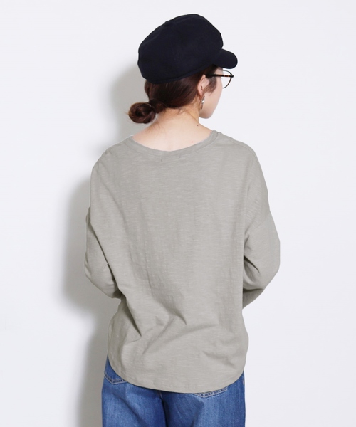 reca（レカ）の「ゆるっと大人可愛い◆刺繍ロゴＴシャツ（Tシャツ/カットソー・レディース・ホワイト/ブラック/ベージュ/グレー・FREE）」の17枚目の写真