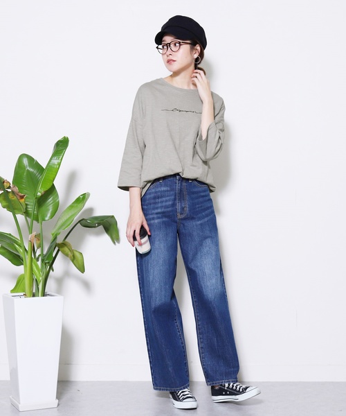 reca（レカ）の「ゆるっと大人可愛い◆刺繍ロゴＴシャツ（Tシャツ/カットソー・レディース・ホワイト/ブラック/ベージュ/グレー・FREE）」の18枚目の写真