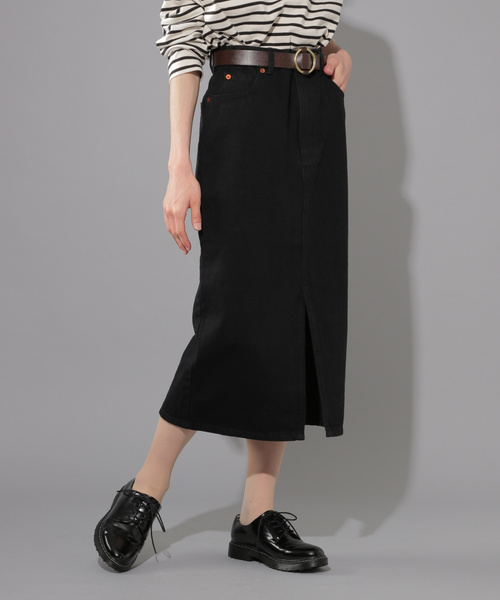 PAGEBOY（ページボーイ）の「デニムナロースカート（デニムスカート・レディース・ライトブルー/ブラック/オフホワイト/サックスブルー・SMALL/MEDIUM）」の3枚目の写真