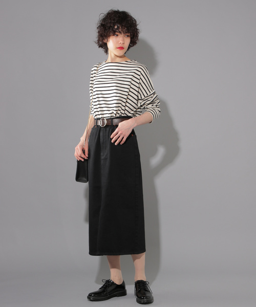 PAGEBOY（ページボーイ）の「デニムナロースカート（デニムスカート・レディース・ライトブルー/ブラック/オフホワイト/サックスブルー・SMALL/MEDIUM）」の7枚目の写真