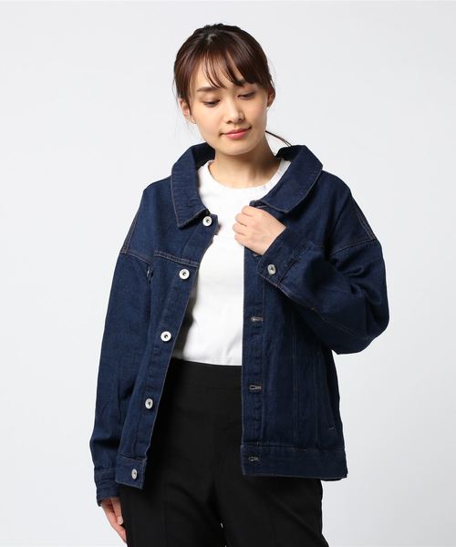 VENCEEXCHANGE(ヴァンスエクスチェンジ)の「配色ステッチビッグGジャン(デニムジャケット・レディース・ネイビー/オフホワイト・FREE)」の7枚目の写真