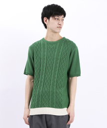WEGO | WEGO/ケーブル5分袖コットンニット(ニット/セーター)