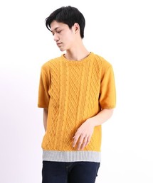 WEGO | WEGO/ケーブル5分袖コットンニット(ニット/セーター)