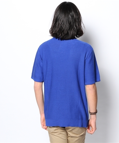 WEGO（ウィゴー）の「WEGO/ケーブル5分袖コットンニット（ニット/セーター・メンズ・オフホワイト/ブルー/ネイビー/ワイン/杢グレー/ケリー/ライトピンク/マスタード・MEDIUM/LARGE）」の12枚目の写真