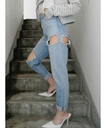 GYDA | サイドダメージペグトップデニムパンツ(デニムパンツ)