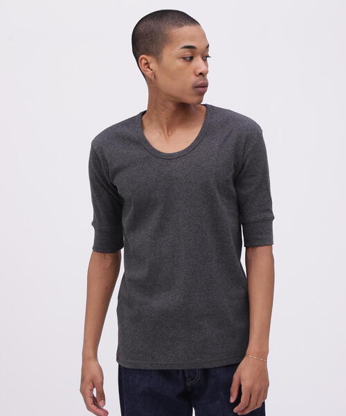 DAILY/デイリー》HALF SLEEVE U-NECK T-SHIRT / デイリー 五分袖
