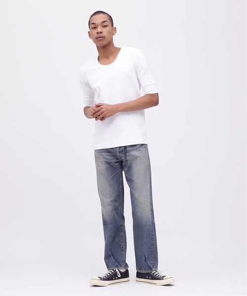 AVIREX（アヴィレックス）の「《DAILY/デイリー》HALF SLEEVE U-NECK T-SHIRT / デイリー 五分袖 Uネック Tシャツ / AVIREX / アヴィレックス（Tシャツ/カットソー・メンズ・グレー/チャコールグレー/ホワイト/ブラック・LARGE/MEDIUM/X-LARGE/SMALL）」の10枚目の写真