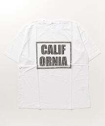 ラインストーンプリント半袖ビッグTシャツ
