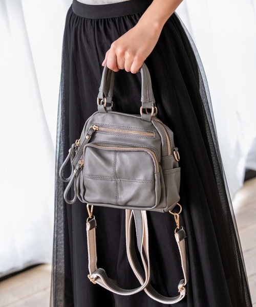 Edit Sheen（エディットシーン）の「ソフトタッチ3wayバッグ（バックパック/リュック・レディース・ブラック/グレー・FREE）」の2枚目の写真