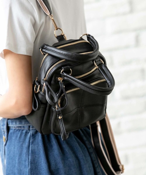 Edit Sheen（エディットシーン）の「ソフトタッチ3wayバッグ（バックパック/リュック・レディース・ブラック/グレー・FREE）」の4枚目の写真