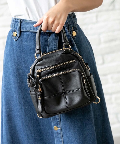 Edit Sheen（エディットシーン）の「ソフトタッチ3wayバッグ（バックパック/リュック・レディース・ブラック/グレー・FREE）」の6枚目の写真