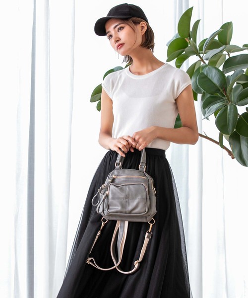 Edit Sheen（エディットシーン）の「ソフトタッチ3wayバッグ（バックパック/リュック・レディース・ブラック/グレー・FREE）」の9枚目の写真