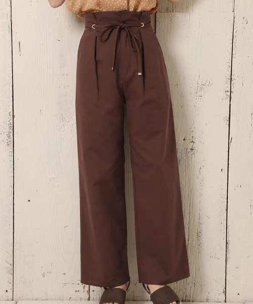 one after another NICE CLAUP（ワンアフターアナザーナイスクラップ）の「ハイウエストリネンワイドパンツ（その他パンツ・レディース・ベージュ/ブラウン/イエロー/アイボリー・FREE）」の3枚目の写真