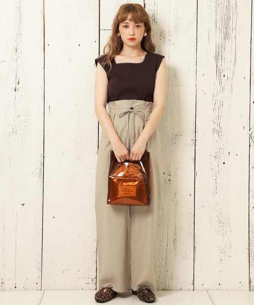 one after another NICE CLAUP（ワンアフターアナザーナイスクラップ）の「ハイウエストリネンワイドパンツ（その他パンツ・レディース・ベージュ/ブラウン/イエロー/アイボリー・FREE）」の5枚目の写真