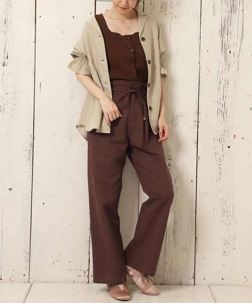 one after another NICE CLAUP（ワンアフターアナザーナイスクラップ）の「ハイウエストリネンワイドパンツ（その他パンツ・レディース・ベージュ/ブラウン/イエロー/アイボリー・FREE）」の11枚目の写真