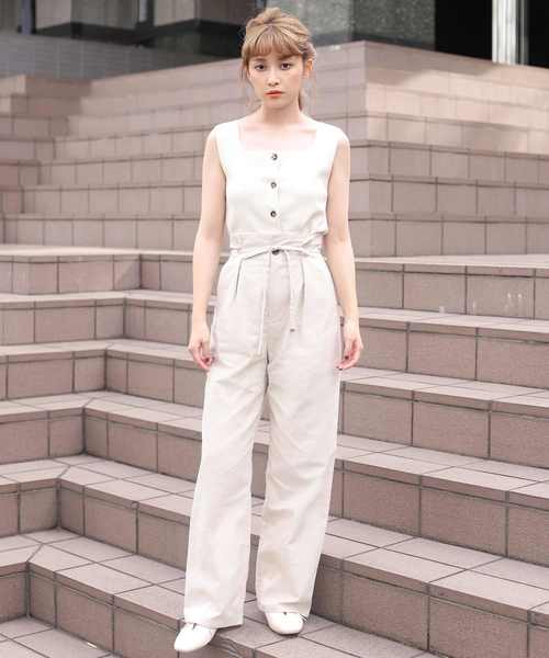 one after another NICE CLAUP（ワンアフターアナザーナイスクラップ）の「ハイウエストリネンワイドパンツ（その他パンツ・レディース・ベージュ/ブラウン/イエロー/アイボリー・FREE）」の14枚目の写真