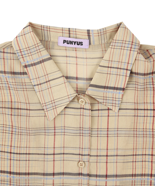 PUNYUS（プニュズ）の「ショート丈シフォンチェックシャツ（シャツ/ブラウス・レディース・ベージュ/ブラック・1/2/3/4）」の11枚目の写真
