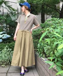 OLD BETTY'S | Henley-neck Volume One-piece/ヘンリーネック ヴォリューム ドッキング アンサンブル ワンピース フェイク レイヤード(ワンピース)