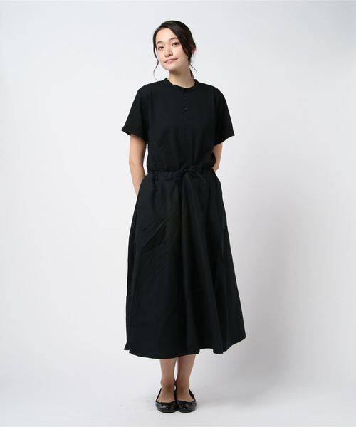 OLD BETTY'S（オールドベティーズ）の「Henley-neck Volume One-piece/ヘンリーネック ヴォリューム ドッキング アンサンブル ワンピース（ワンピース・レディース・チャコールグレー/ブラック/モカ・FREE）」の10枚目の写真