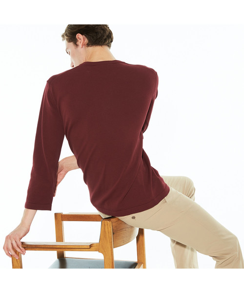 LACOSTE(ラコステ)の「ニットロングスリーブTシャツ(Tシャツ/カットソー・メンズ・ネイビー/オフホワイト/バーガンディー・2/4/3/5)」の4枚目の写真