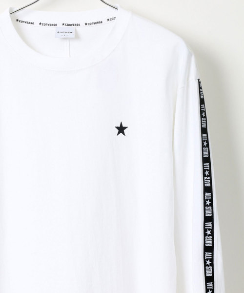 CONVERSE(コンバース)の「CONVERSE/コンバース 袖ロゴラインテープロングスリーブTシャツ(Tシャツ/カットソー・メンズ・ホワイト/ブラック・M/L/XL)」の2枚目の写真