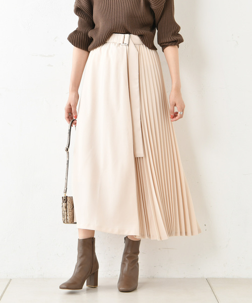 DouDou（ドゥドゥ）の「プリーツ切替スカート（スカート・レディース・ブラック/ベージュ/キャメル・36/38）」の3枚目の写真