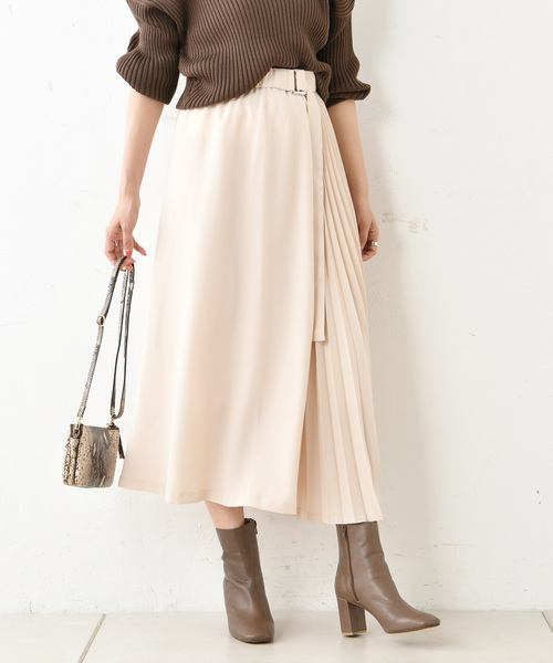 DouDou（ドゥドゥ）の「プリーツ切替スカート（スカート・レディース・ブラック/ベージュ/キャメル・36/38）」の6枚目の写真