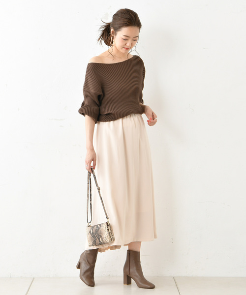 DouDou（ドゥドゥ）の「プリーツ切替スカート（スカート・レディース・ブラック/ベージュ/キャメル・36/38）」の10枚目の写真